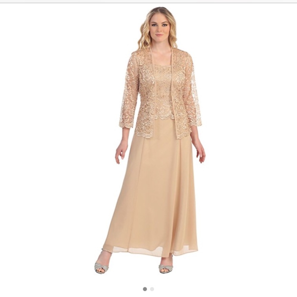 WORN ONCE Champagne mother of the bride dress